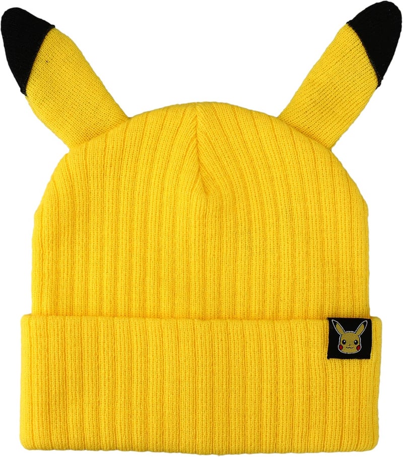 Bio World Pokemon Pikachu Inspired Adult Unisex Yellow Cuff Beanie - Image 1
